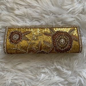 Gold sequins clutch